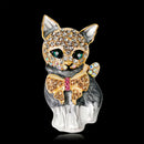 New Enamel Crystal Green Eye Cartoon Cat Brooch Pin Jewelry Bag Ornament Gif Gw