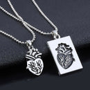 2Pcs/set Puzzle Anatomical Heart Couple Lovers Necklace Statement Jewelry GiftTE