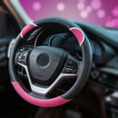 Cute Carbon Fiber Steering Wheel Cover Synthetic Leather Auto Car Steering  T7W6