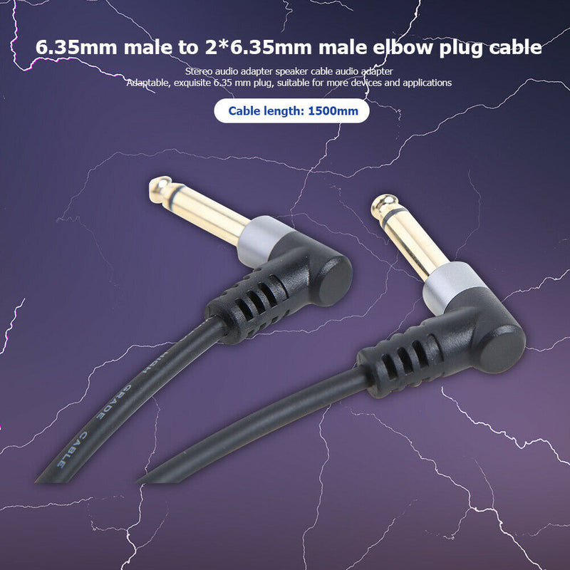6.35mm Stereo Male to Dual Right Angle 6.35mm Male Y Splitter Cable 59 inch