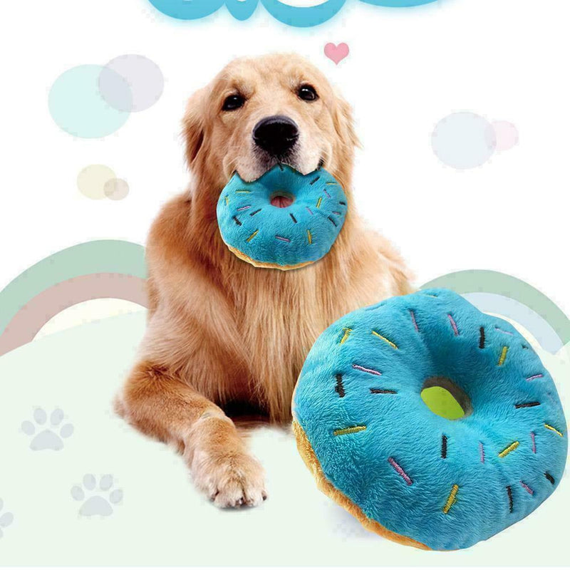 Pet Chew Cotton Donut Lovely Dog Cat Pulling Chew Squeaker Playing Sound To K5K9