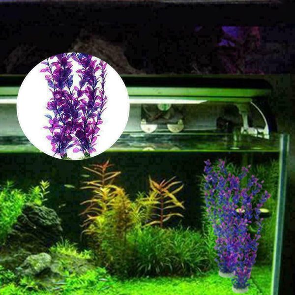 Aquarium Ornament 33cm Fish Tank Plants Pet Playing Toys Purple Water Grass I8J5