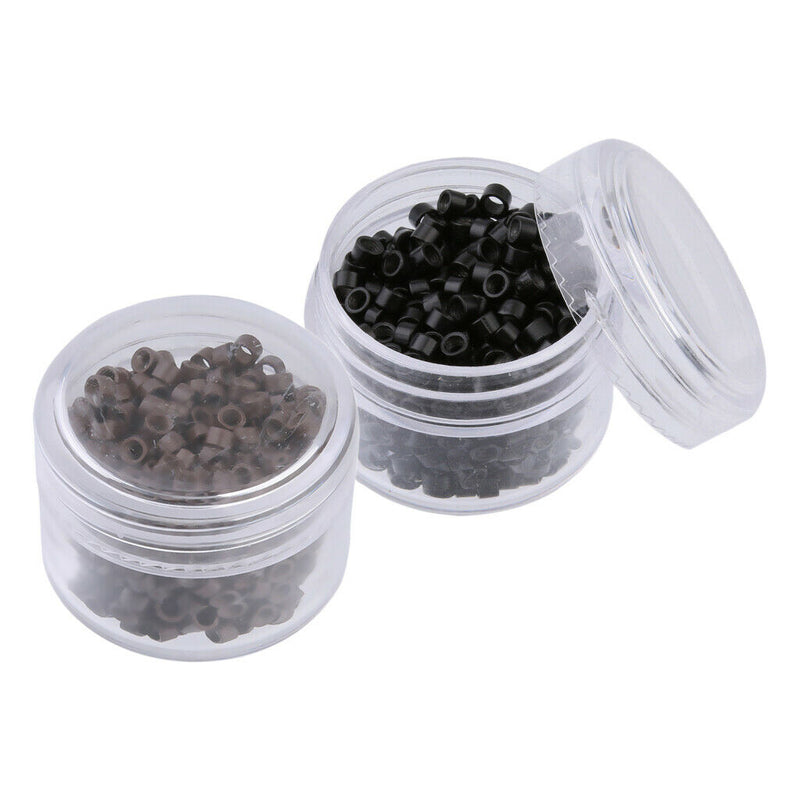 1000Pcs Silicone Lined Rings Micro Beads Link Hair Extensions Tools New