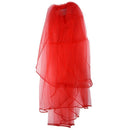 New 3 Tier Elegant Wedding Bridal ribbon side Tulle Veil With Comb Red
