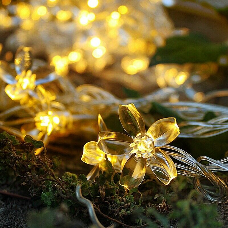 7 Meters 50 Led Solar Power Fairy String Lights Blossom Flower Lamp WaterproJ8P9
