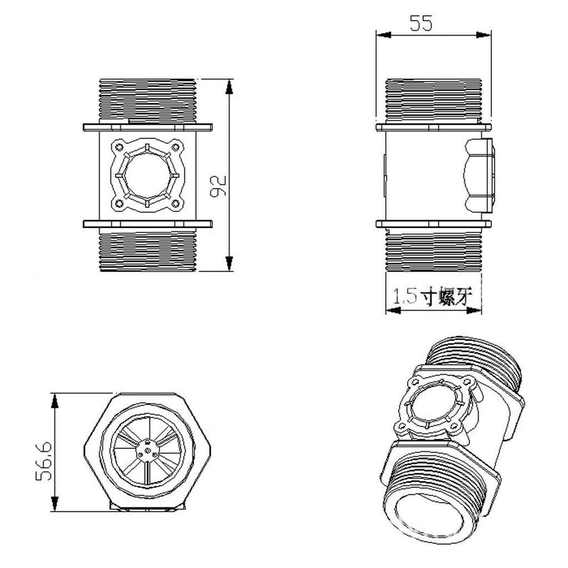1.5" Pipe Water Flow Sensor Flowmeter Hall Flow Sensor Control 5-150L/min