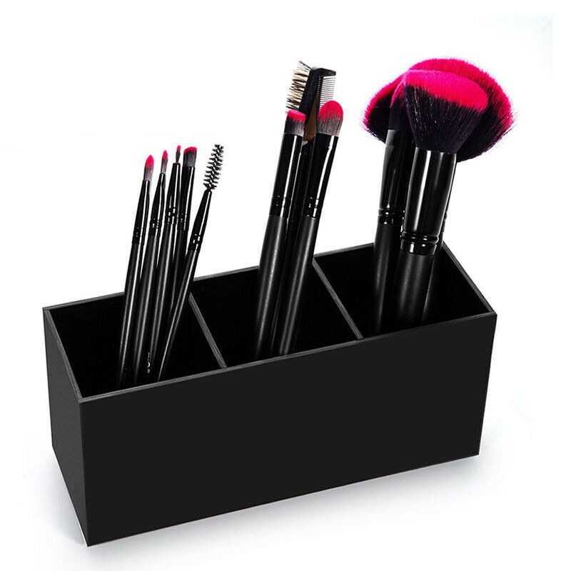 3 Slot Cosmetics Brush Storage Case Acrylic Solid Color Makeup Tools Holder T2G6