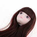 1/6 Female Action Figures BJD Head Sculpt Coffee Hair for DOD SD DD Custom