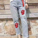RED MOUTH TONGUE ROLLING STONES Sew on Patch Embroidered Jacket Badge Biker I9H5