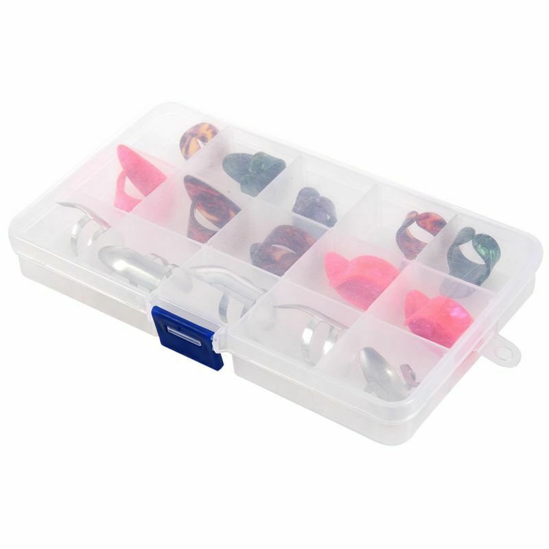 Box of 15PCS Stainless Steel Thumb Finger Guitar Picks Nail Picking