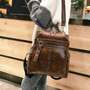 Retro Ladies Backpack Pu Leather Shoulder Bag Simple Casual School Bag Fema
