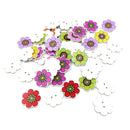 50Pc Cartoon Sunflower Wood Sewing Buttons for Card Making Scrapbooking 25mm