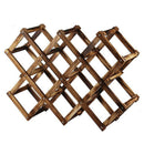 Creative Folding 10 Wine Bottle Wooden Wine Rack, Carbonized Color