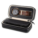 2 Grids PU Leather Travel Watch Storage Case Zipper Wristwatch Box Organize