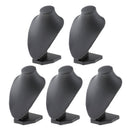 5Pcs Black PU Leather Necklace Bust Display Stands Pendant Jewelry Rack