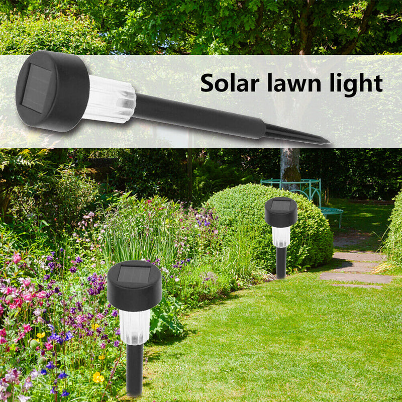 10x LED Solar Lawn Lamp Outdoor Garden Yard Bollard Light (White Light) A