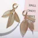 Fashion Simulation Leaf Pendant Earrings Texture Metal Grain Leaf Earrings