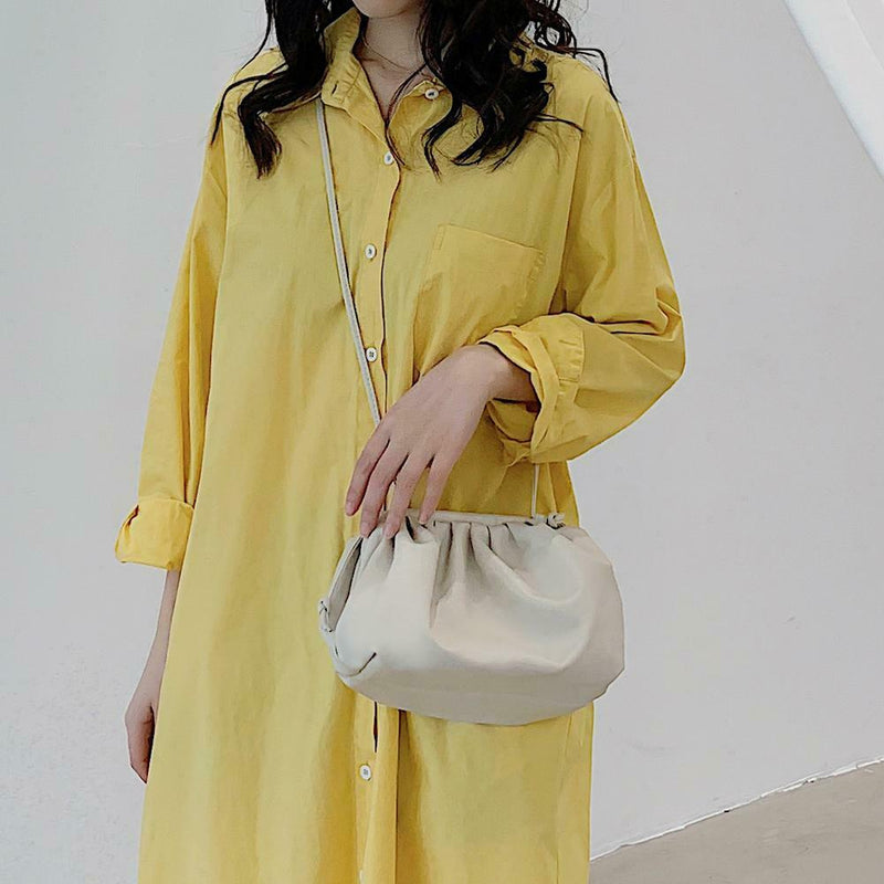 Fashion Women Shoulder Crossbody Bag PU Leather Solid Color Clutch (White)