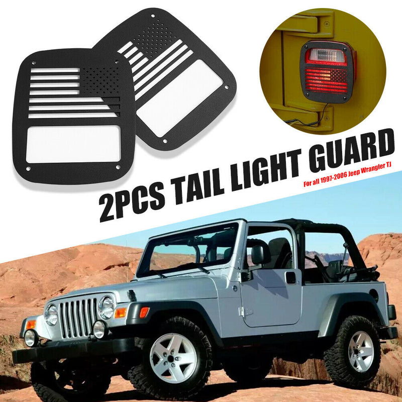 1 Pair Metal Rear Tail Light Guards Covers for Jeep Wrangler TJ 1997-2006