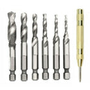 7 Pcs 1/4 Inch Hss Spiral Hex Shank Combination Drill Screw Tap Bit Set(M3- Y7X3