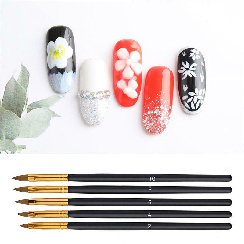 5pcs Nail Art UV Gel Brushes Kits Painting Drawing Carving Manicure Pens A
