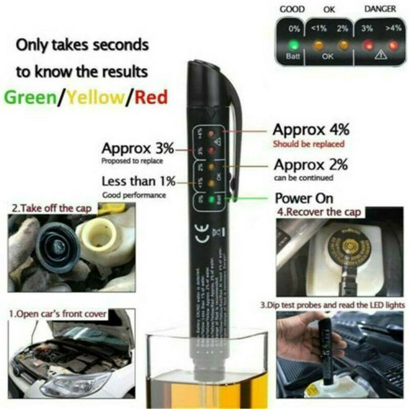 1 x Brake Fluid Liquid Oil Tester Pen Car 5 LED indicator Electronic Test Tool