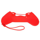 Anti-slip Grip Handle Cover Lanyard 2 Thumbstick Caps for Sony PS4 (Red)