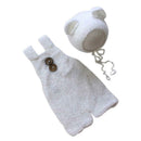 Autumn Newborn Photography Clothing Solid Hand-Woven Mohair Bear Rompers+Hat