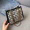 Au2pcs/set Women Woolen Shoulder Messenger Bag Chain Handbag Clutch (Black)