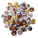 50x Handmade Round Animal Pattern 2 Holes Wood Buttons Sewing for Children