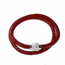 Women Men Bracelet Wristband Cord Leather Braided Crystal Ball Gift Red