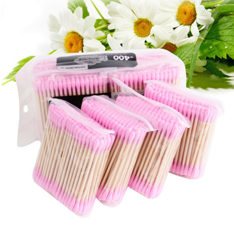 400PCS Double Head Cotton Buds Swab Tip Sticks Wooden Q-tips Applicato Makeup