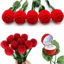 HOT Red Rose Flower Velvet Jewelry Storage Box Engagement Ring Display Case 1pc