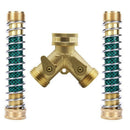 Heavy Duty 2 Way Garden Hose Connector With 2Pcs Garden Hose Coiled Spring