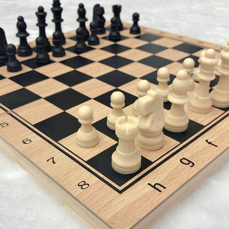 Folding Chess Board Wooden Chess Set 3 1 Board Game for Chess Lovers 29x29cm