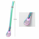 2 pcs Stainless Steel Tea Straws Filtered Spoon Drinking Straw Latte Macchi N5N5