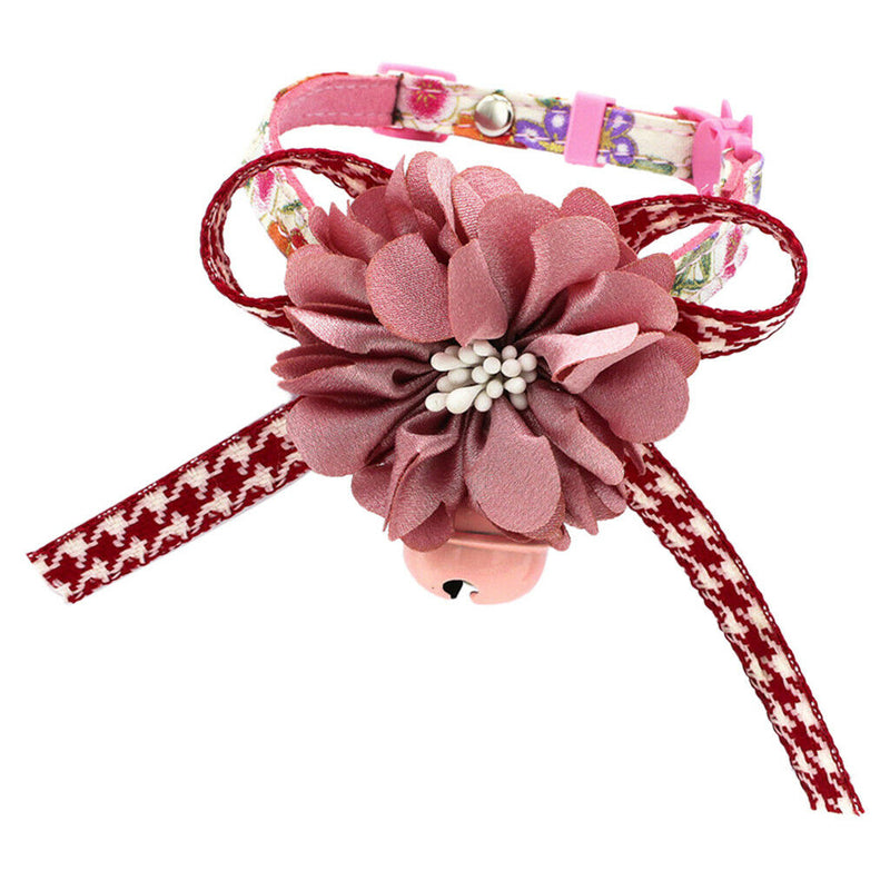 Cat Collars Pink Flower Bell Breakaway Adjustable Safety Cute Kitten Collars