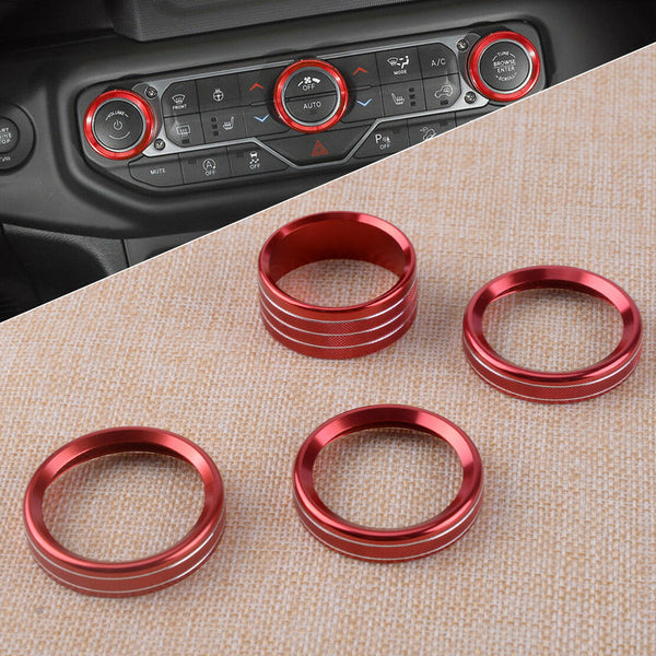 Red Headlight Air Conditioner Switch Ring Cover Trim fit for Jeep Wrangler JL 18