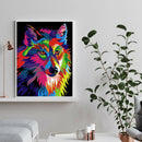 5D DIY Full Round Drill Diamond Painting Colorful Wolf Cross Stitch Mosaic