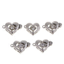 5pcs Rhinestone Love Heart Box Clasp DIY Wedding Jewelry Connector Findings