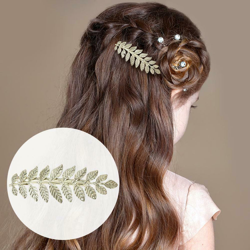 Retro Metal Leaf Hair Clips Bride Women Solid Hairpins Wedding Barrettes