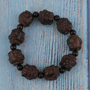 Wood carved Sakyamuni Buddha head hand string prayer beads bracelet gift