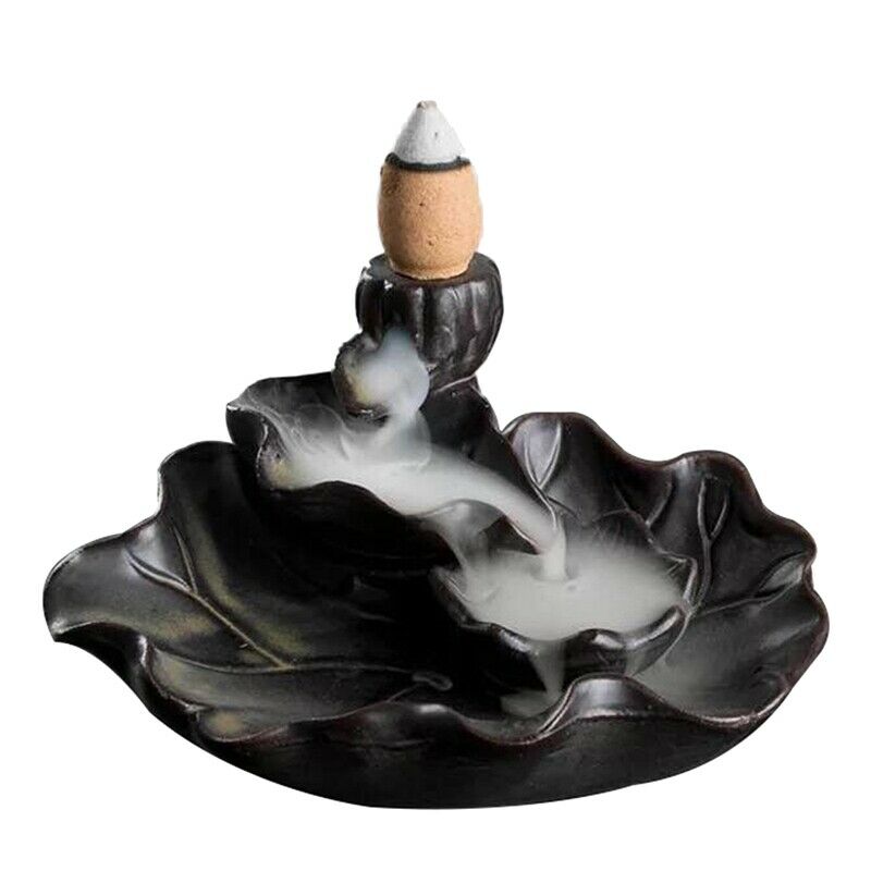 Lotus Leaf Ceramics Garden Home Incense Burner Censer Craft Practical Lotus G5O9