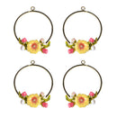 4 Pieces Alloy Enamel Charms Pendants Lovely Flower Jewelry Findings DIY