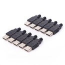 10x USB2.0 Type-A Plug 4-pin Male Adapter Connector jack&Black Plastic Cover Bj