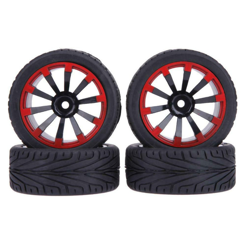 4pcs Flat Running Tyre Rubber Wheel RC Car Part Fit for 1/10 HSP HPI Redcat