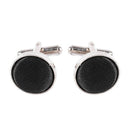 1Pair Mens Dress Round Cloth Cufflinks For Business Shirt Wedding Party BlacR7E7