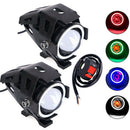 2Pcs U7 Motorcycle Headlight Angel Eyes Light LED Fog Spotlight + Switch Kits