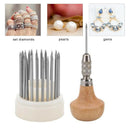 23Pcs Bead Grain Tools Set Graver Beader with Graver Wood Handle for Goldsm Z5G3