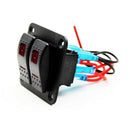 12V-24V 2 Gang red Rocker Switch Panel Circuit Breaker Boat Marine Waterpro